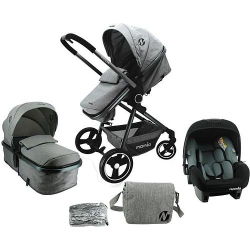 Photo de POUSSETTE COMBINÉE 3 EN 1 - NACELLE + SIÈGE AUTOS GROUPE 0+ (0-13 kg) - GRIS