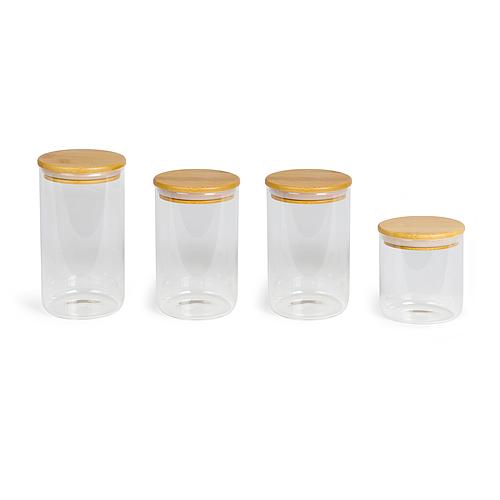 Photo de Ensemble de 4 bocaux en verre et bambou