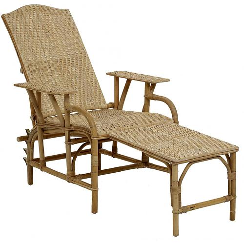 Photo de Chaise longue en rotin tressé naturel 