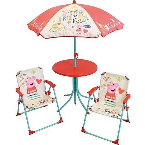 Photo de Salon de jardin pour enfants - 1 table - 2 chaises - 1 parasol