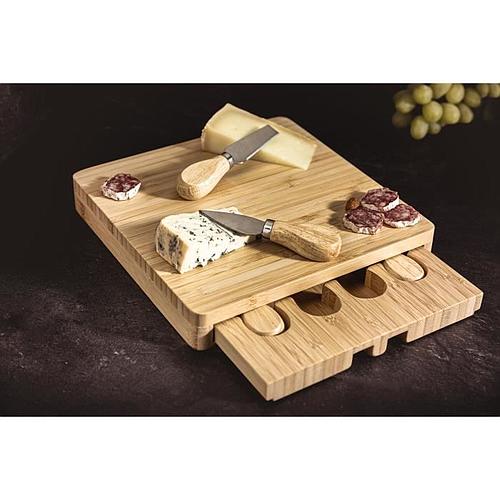 Planche à découper + 4 accessoires à fromages - Bambou