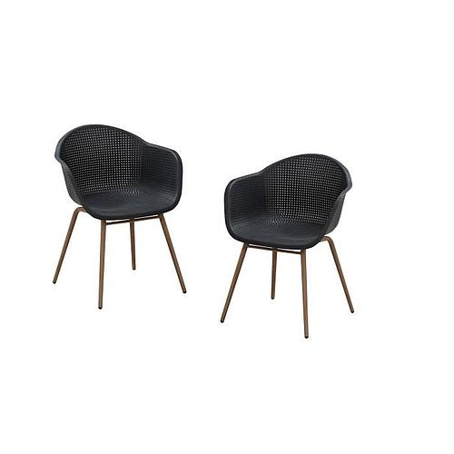 Photo de 2 Fauteuils Scandinave - Noir anthracite  - Décor bois naturel