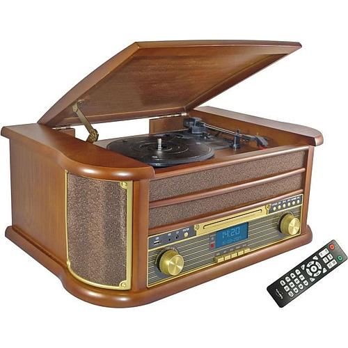 Photo de Chaîne Hifi vinyle style rétro - INOVALLEY - Bluetooth 5.0 - Lecteur CD / K7 audio - Radio FM
