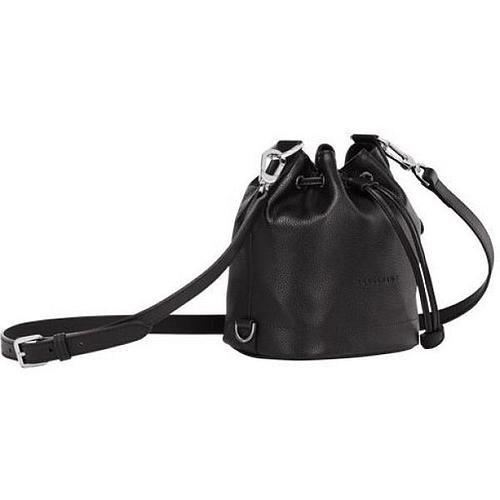 Photo de Mini sac seau noir en cuir LONGCHAMP
