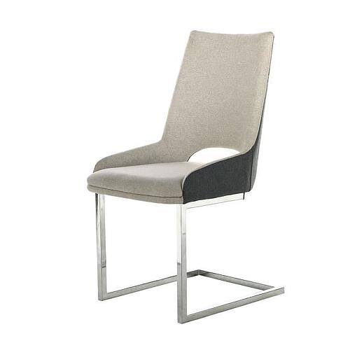 Photo de Chaise design en tissu gris foncé - Pieds en métal