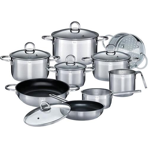 Photo de Batterie de cuisine 14 pièces en acier inoxydable - Tous feux dont induction