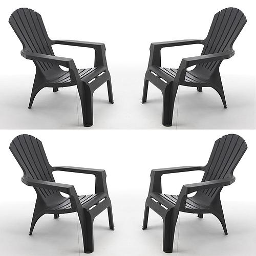 Photo de Ensemble de 4 fauteuils de jardin (gris anthracite)