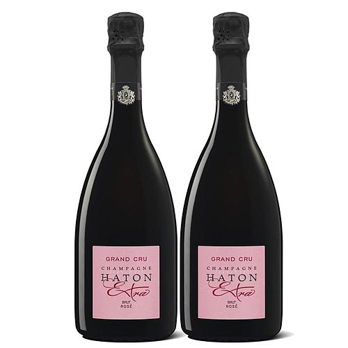 Photo de 2 Champagnes HATON grand cru exta Rosé