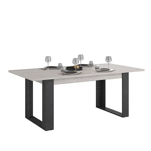 Photo de Table à manger rectangulaire - Décor Noir et Chêne gris - 6 personnes