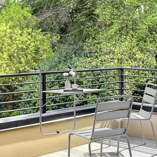 Photo de Table de balcon rabattable - Pliante - Gris - 1 personne