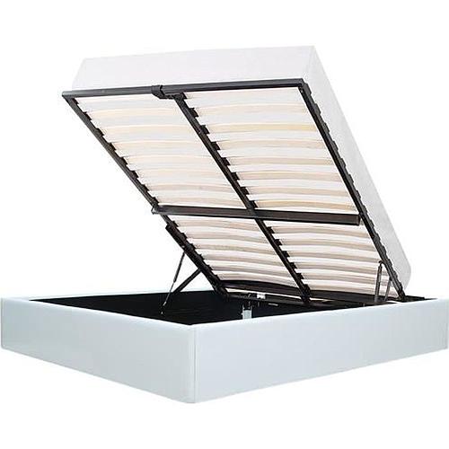 Photo de Lit adulte 140 x 190 cm avec Coffre de rangement - Simili Blanc