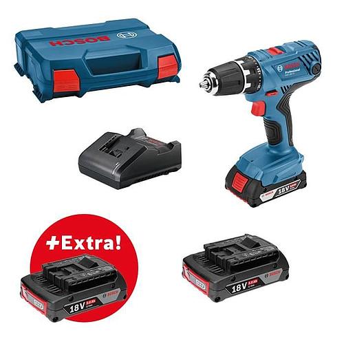 Photo de Perceuse visseuse Bosch Professional - 18V-21 + 3 batteries GBA 18V 2,0Ah + chargeur GAL 18V-20 - L-CASE