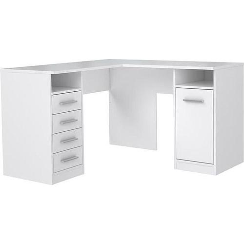 Photo de Bureau d'angle 1 porte 4 tiroirs - blanc