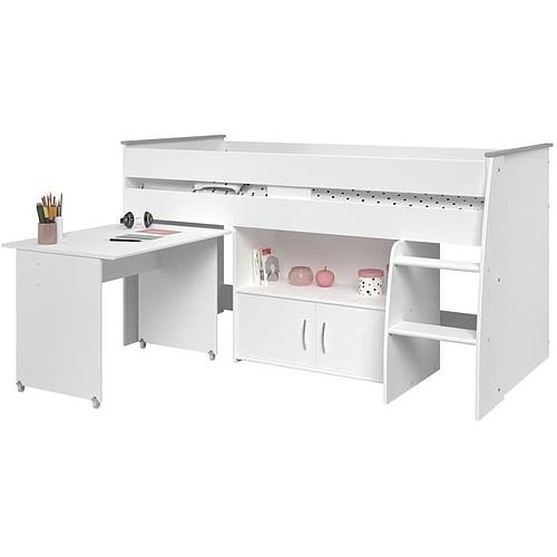 Photo de Lit combiné enfant - PARISOT - Décor blanc - Sommier inclus