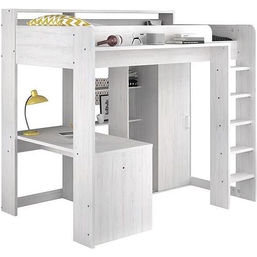 Photo de Lit combiné mezzanine enfant - PARISOT - Décor Pin - Sommier inclus