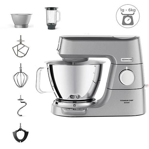 Photo de Robot pâtissier Chef Baker - KENWOOD - 2 bols en inox 3,5L et 5L - Balance intégrée 6kg - Blender 1,8L...