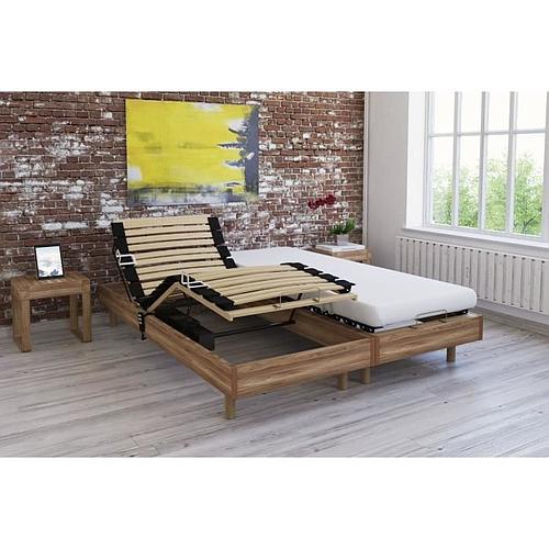 Photo de Ensemble relaxation matelas + sommiers électriques décor chêne clair