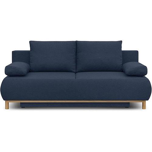 Photo de Banquette convertible 3 places - Tissu bleu foncé - avec coffre de rangement
