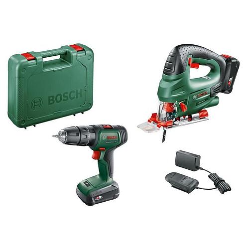 Photo de Ensemble 2 outils - BOSCH - Perceuse à percussion 18 + Scie sauteuse PST 18 (2 batt, 1 chargeur, 1 coffret)