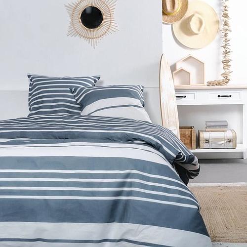 Photo de Housse de couette 2 personnes - 240x200 cm - 100% Coton - Bleu et Blanc