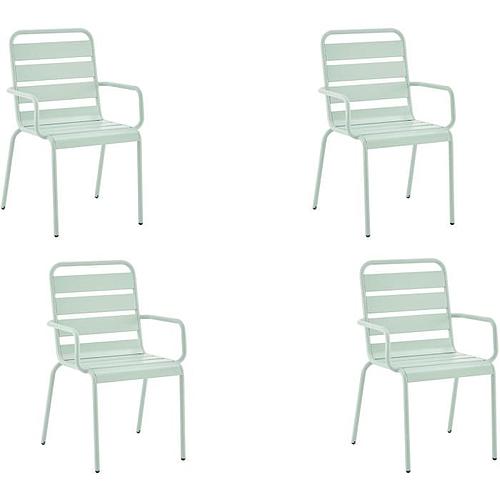 Photo de Lot de 4 fauteuils de jardin en acier - vert