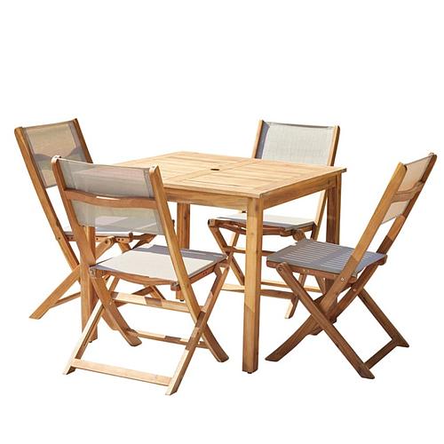 Photo de Ensemble table et chaises de jardin carrée 4 places