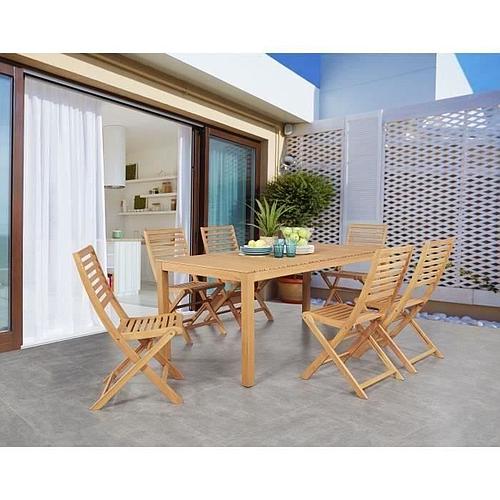 Photo de Ensemble repas de jardin en bois d'eucalyptus FSC pour 6 personnes
