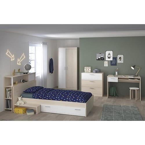 Photo de Chambre enfant complète - PARISOT - Tête de lit + lit + commode + armoire + bureau