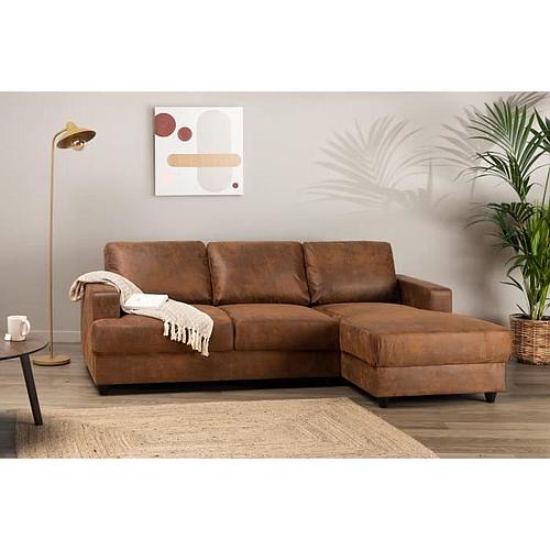 Photo de Canapé d'angle droit 4 places - Tissu marron vintage