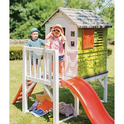 Photo de Maison Pilotis Smoby - Toboggan - Plateforme 70cm - Anti-UV - Vert