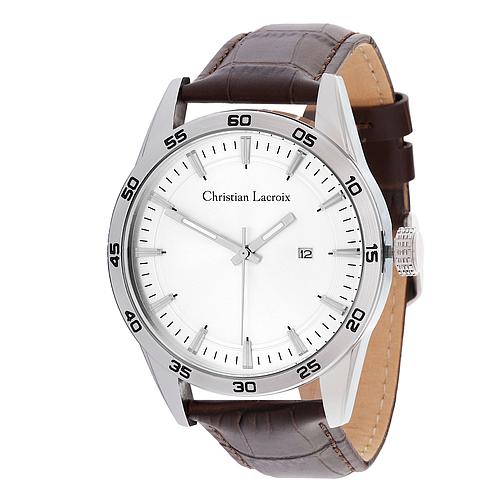 Photo de Montre dateur bracelet en cuir  marron CHRISTIAN LACROIX