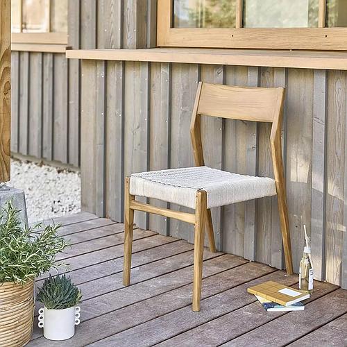 Photo de Chaise de jardin en teck et cordage beige