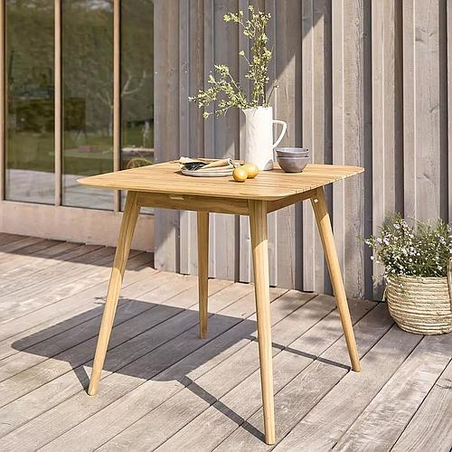Photo de Table de jardin carrée en teck 2/4 places