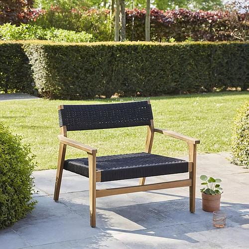 Photo de Fauteuil de jardin en teck et cordage noir