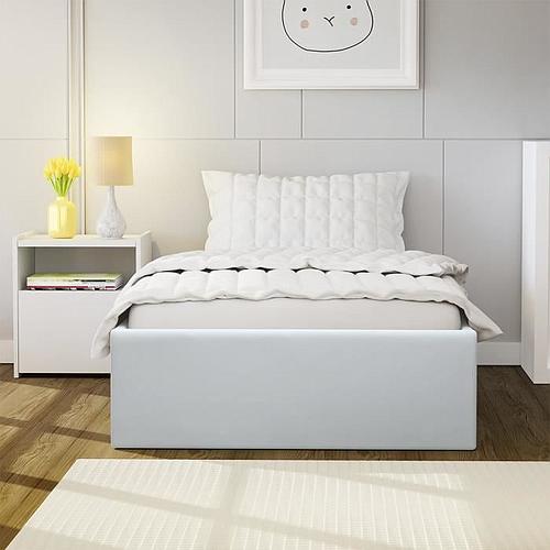 Photo de Lit  coffre enfant 90 x 190 cm -  Simili blanc - Sommier inclus