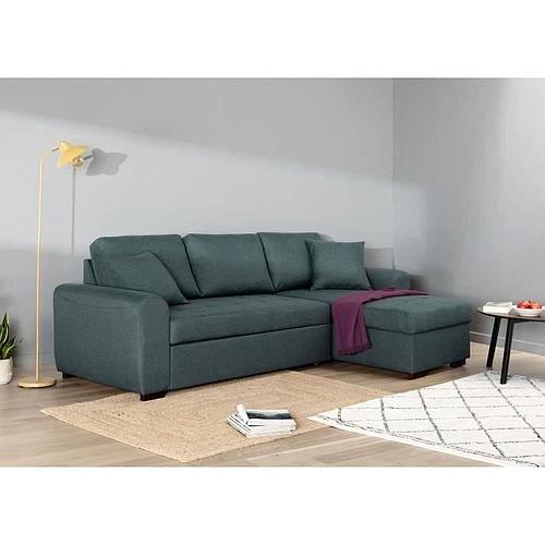 Photo de Canapé d'angle convertible réversible 4 places - Tissu Vert