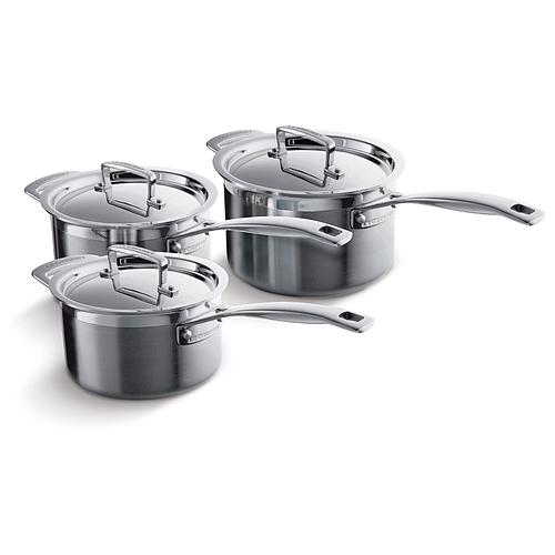 Photo de TRIO DE CASSEROLES EN INOX LE CREUSET