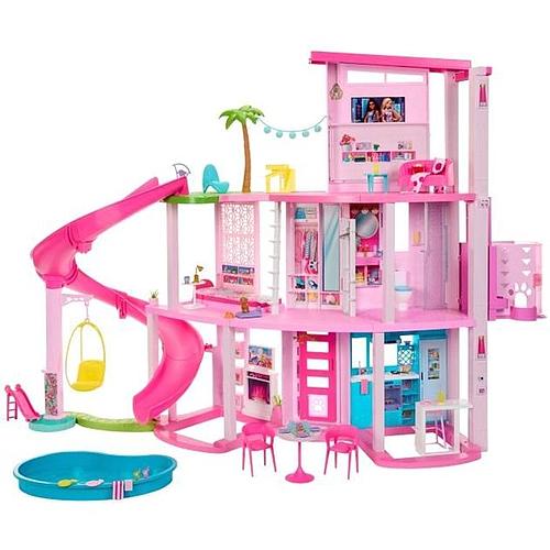 Photo de Barbie-Maison de Reve-Maison de poupée 3 niveaux, piscine et toboggan