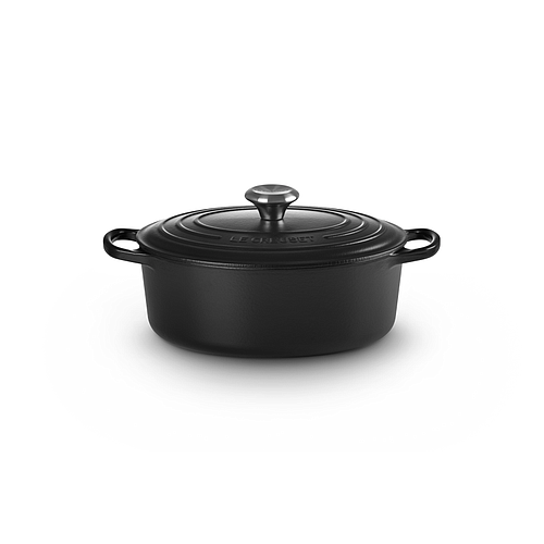 Photo de Cocotte ovale - LE CREUSET - en Fonte Émaillée avec Intérieur Noir  - 24 cm