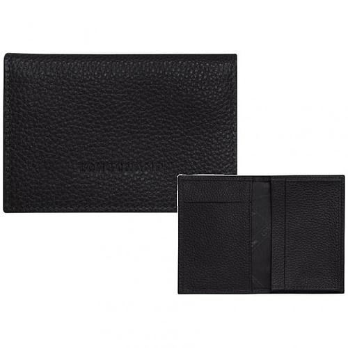 Photo de Porte-cartes veau foulonné noir - Longchamp