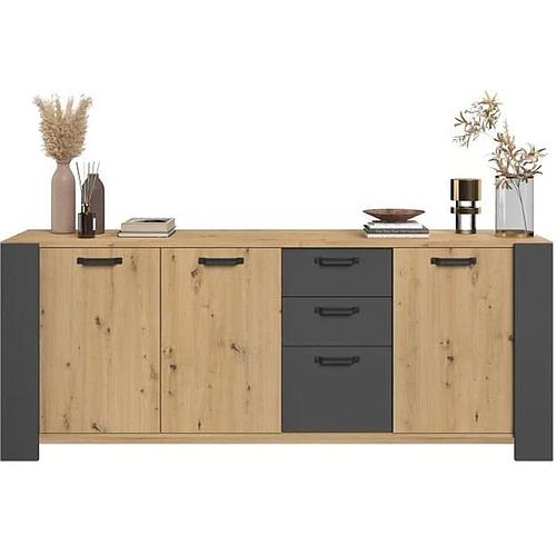 Photo de Buffet LOFT chêne artisan et mélamine gris ombre - PARISOT