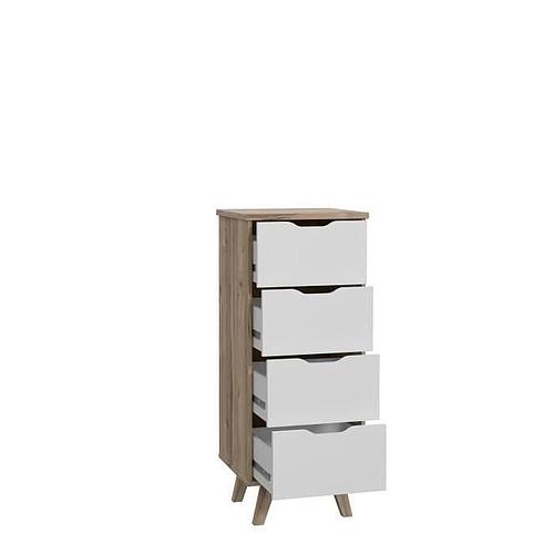 Photo de Chiffonnier 4 tiroirs - chêne et blanc