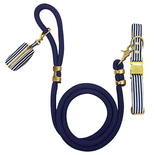 Photo de Kit pour chien - design marinière bleu