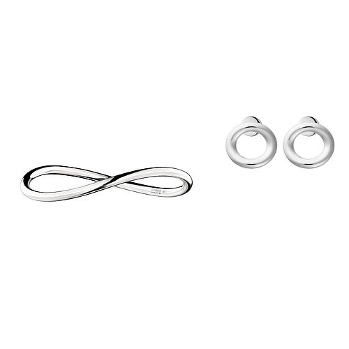 Photo de Set puces d'oreilles et bracelet jonc fin - argent massif CHRISTOFLE