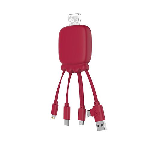 Photo de Batterie de charge multi-câbles - 3000 mAh - rouge