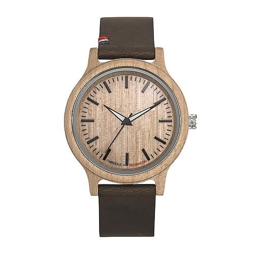 Photo de Montre mixte - boîtier bois érable - bracelet cuir