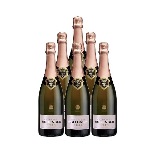 Photo de 6 bouteilles de champagne rosé BOLLINGER