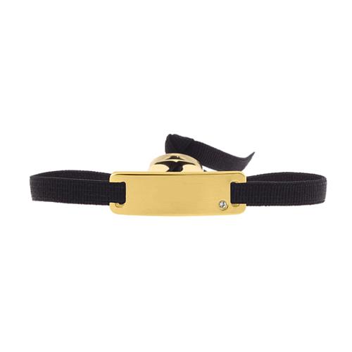 Photo de BRACELET RUBAN NOIR ET PLAQUE DORÉE LES INTERCHANGEABLES