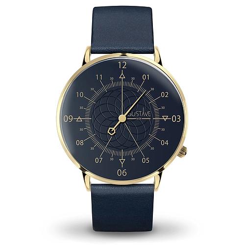 Photo de Montre 12 heures GUSTAVE & CIE or et bleu bracelet bleu