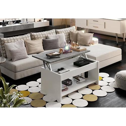 Photo de TABLE BASSE RELEVABLE - BLANC & GRIS